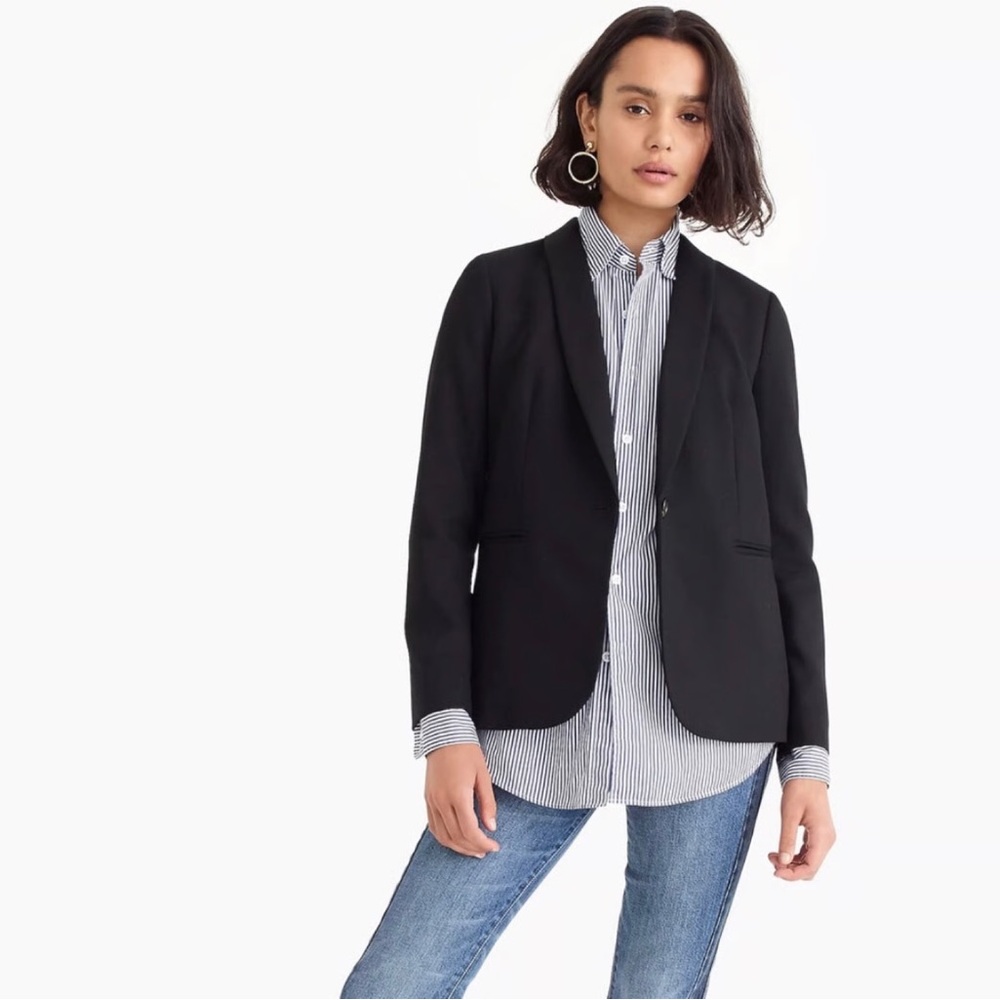 J. Crew Parke Blazer Black Wool Blend Size 2 Petite